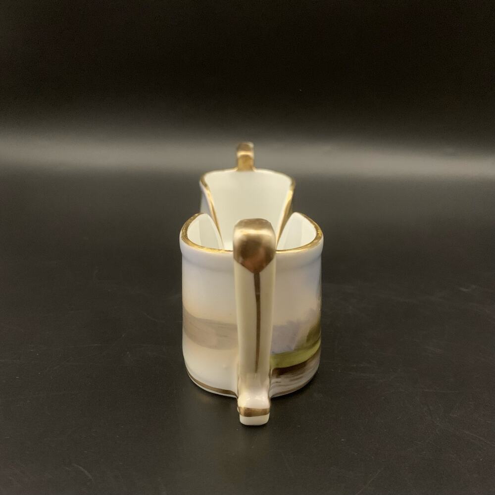 Antique 1918 Noritake Morimuru Porcelain Spoon Holder Hand Painted Landscape - Picture 2 of 16